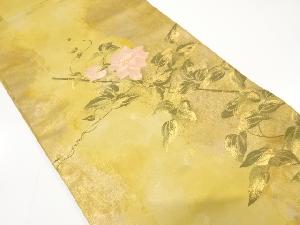 引箔　花模様織り出し　名古屋帯